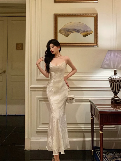 Gorgeous Mermaid Spaghetti Straps Satin Prom Dresses Party Gown  YM1620