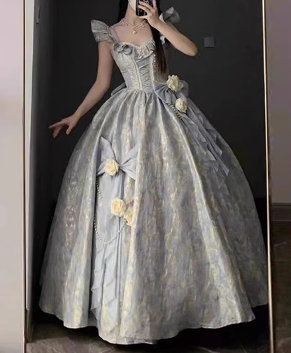 Charming Blue Spaghetti Straps Evening Dress Lolita Princess Dress YM2153