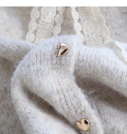 Apricot Lace-up Cardigan Sweater, Soft And Cozy Knit Sweater YM2427