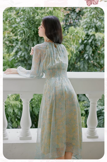 Beautiful Halterneck Chiffon Temperament Floral Dress Fairy Party Dress YM1679