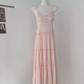 New Style Waist Tea Break French Holiday Pink Long Dress YM1780