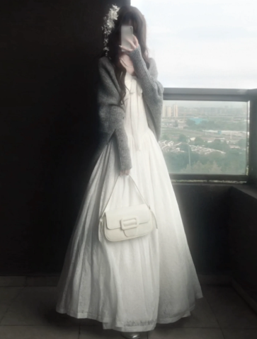 Clean White Chiffon Flowy Spaghetti Straps A-Line Maxi Women Dress Holiday Dress YM2744