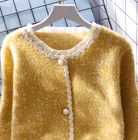 White Imitation Mink Fleece Sweater Coat New Autumn And Winter Thickened Knitted Cardigan YM2370