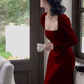 Elegant Red Long Sleeves A Line Party Dress YM1662
