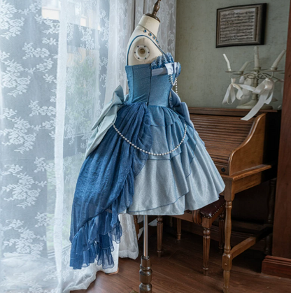 Sparkly Baby Blue 3D Floral Silky Spaghetti Straps A-Line Short Prom Dress Party Dress YM2681