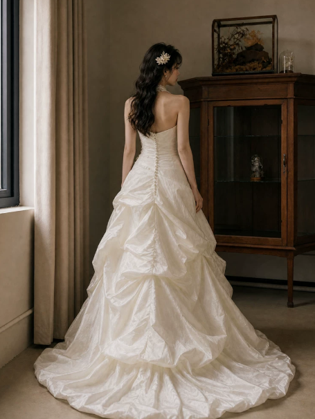 Stunning White Ruffled Applique Halter A-Line Long Prom Dress Birthday Dress YM2592