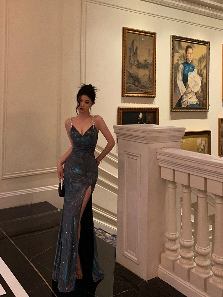 Sparkly Suspender Dress For women, Mermaid Party Dress YM1607