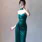 Green Sexy Prom Dress Strapless Slit Party Dres YM1735