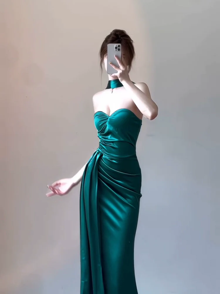 Green Sexy Prom Dress Strapless Slit Party Dres YM1735