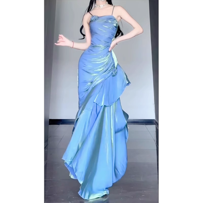 Fishtail Prom Dress French Style Straps Evening Dress YM1637