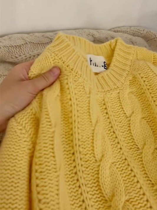 Yellow Twist Sweater Lazy Style Knitted Sweater YM1870