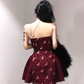 Classy Burgundy Strapless A Line Mini Party Dress Homecoming Dress YM2014