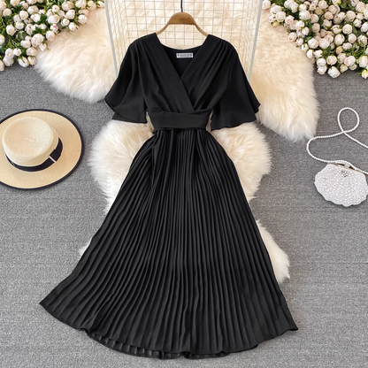 A-line V-neck Short Sleeve Summer Casual Dress,YM190
