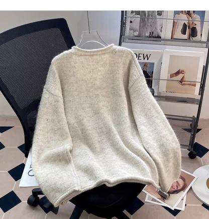 Beige Crew Neck Cardigan Sweater YM2450