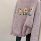Purple Floral Knitted Sweater YM1852