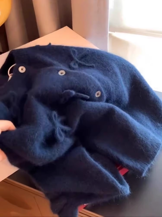 Navy Knitted Cardigan Bow Sweater YM1893