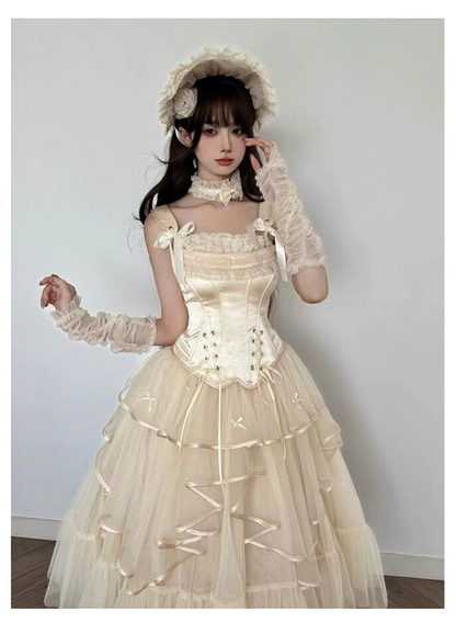 Champagne Lolita Evening Dress New Birthday Party Adult Ceremony Lolita Princess Dress YM2157
