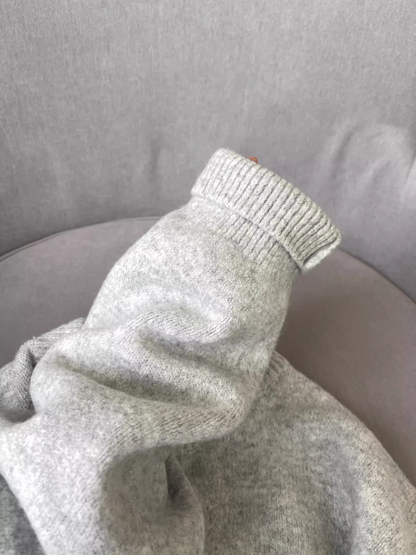 Retro Letter Jacquard Gray Sweater Round Neck Soft Knitted Sweater YM2394