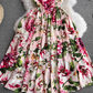 Retro summer fashion sleeveless backless printed a-line dress YM1061