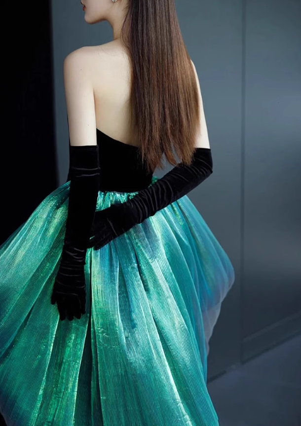 Black Evening Dress Strapless Velevet Mermaid Prom Dress YM1615
