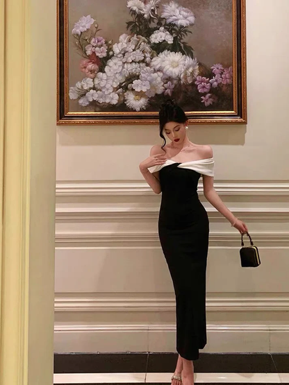 Fashion Mermaid Black Off The Shoulder Evening Gown Prom Dress YM1622