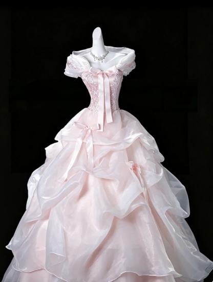 Sweet Blush Pink Tulle Pleated Bateau A-Line Short Prom Dress Birthday Dress YM2601