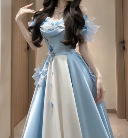 Dreamy Baby Blue Applique Silky Bateau A-Line Short Prom Dress Birthday Dress YM2602