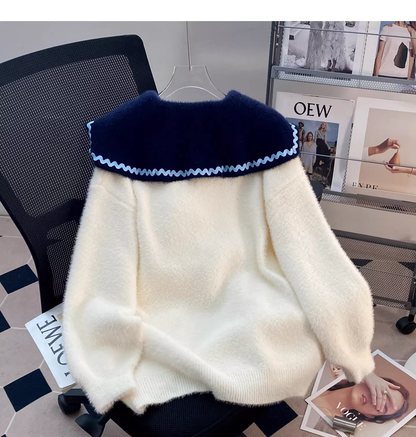 Sweet And Cute White Preppy Style Soft Sweater YM2446