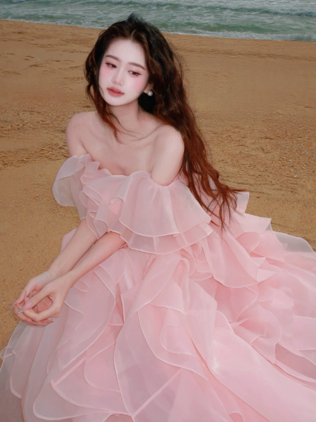 Dreamy Pink Tulle Flowy Bateau A-Line Short Prom Dress Birthday Dress YM2604