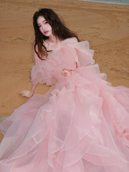 Dreamy Pink Tulle Flowy Bateau A-Line Short Prom Dress Birthday Dress YM2604