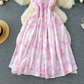 Exquisite smudged suspender dress for women on beach vacation YM544