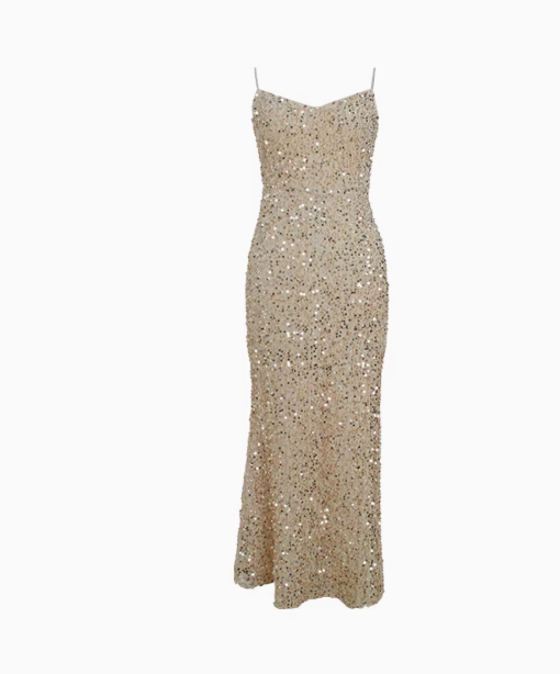 Sexy red velvet sequined v-neck straps dress mermaid evening dress YM1965