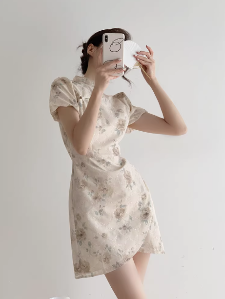 Chinese style modified cheongsam dress slit dress YM1950