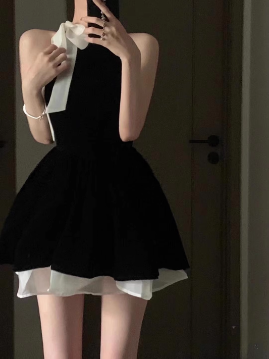 Elegant Sleeveless Black A Line Mini Holiday Dress Birthday Dress  YM2124
