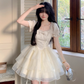Sweet Apricot Princess Style Bowknot Organza Short Dress Puff Birthday Party Dress YM2031
