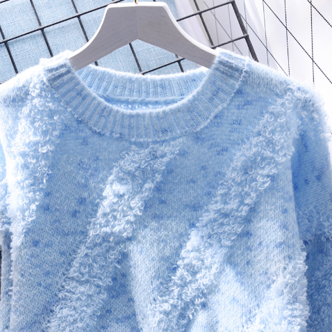 Purple Lazy Style Pullover Soft Knitted Sweater Loose YM2378