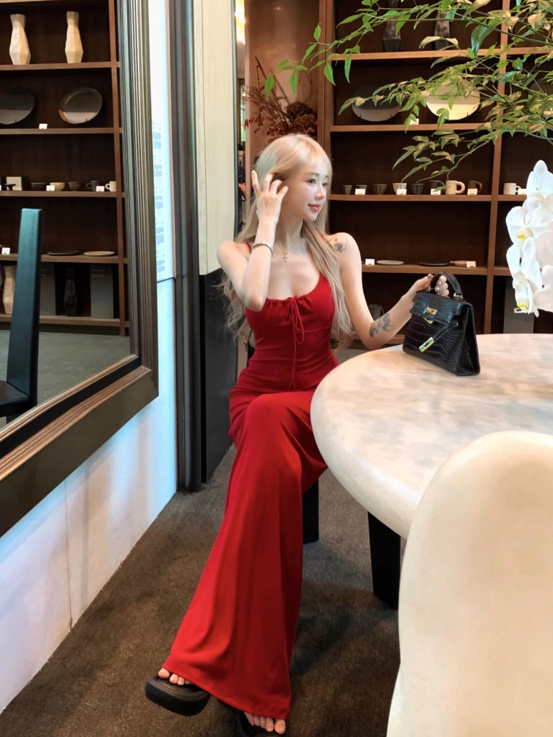 Sexy Straps Red Sheath Long Party Dress Birthday Outfits YM1825