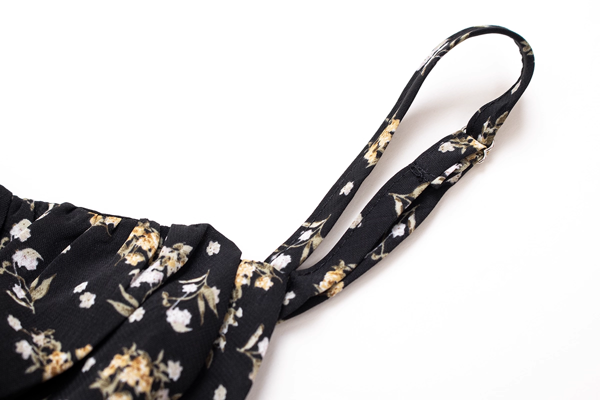 Black Floral Dress For Women, Irregular Short Dress, Hot Girl Waist Suspender Dress YM2319