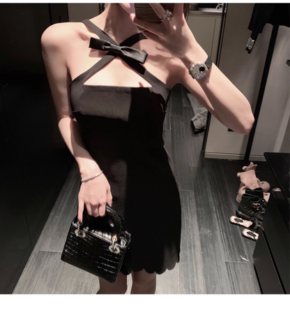 Sexy Mini Birthday Party Dress Off Shoulder Strap Short Black Women Dress YM2177