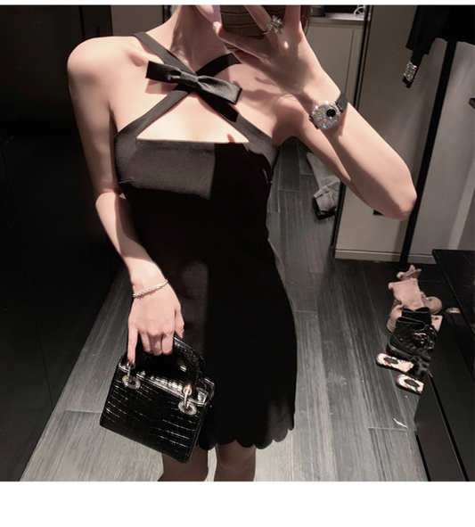 Sexy Mini Birthday Party Dress Off Shoulder Strap Short Black Women Dress YM2177