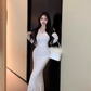 Classy White Sexy Lace Prom Dress Long Mermiad Party Dress YM1821