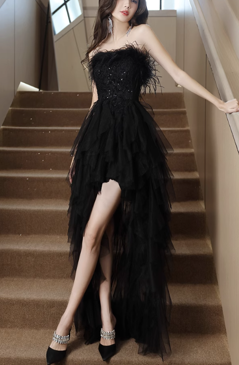 Black Strapless Prom Dress New Birthday Outfits YM1611