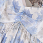 Blue High Waist Ruffled Sequin Print Floral Straps Birthday Party Dress YM2029