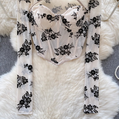 Hot Tops Women's Hollow Long Sleeve Blouse YM1693