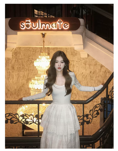 French Dress White Cake Party Dress Princess Dress YM1643