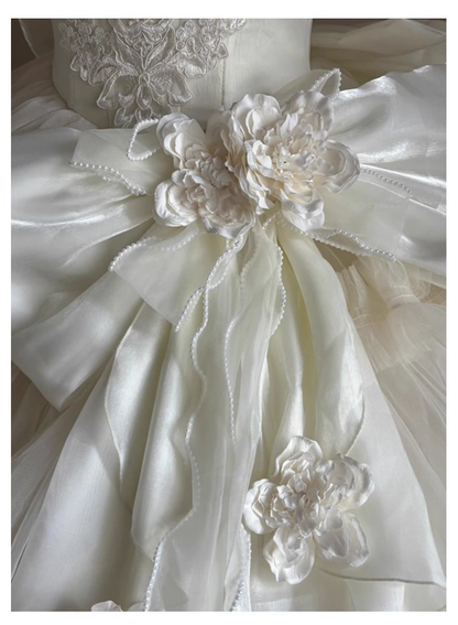Classy Off The Shoulder White Ballet Lolita Skirt Birthday Party Princess Dress YM2158