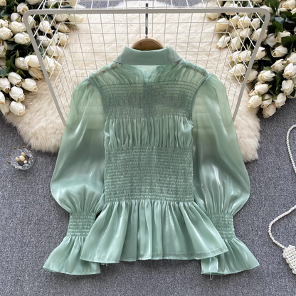 Women's ruffled puff sleeve blouses YM567