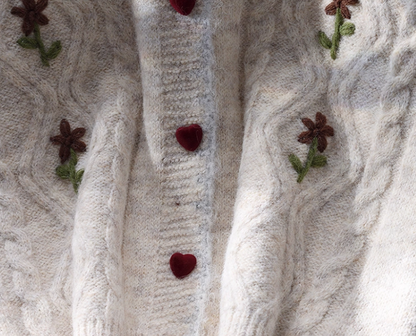 Embroidered POLO collar Short Sweater Cardigan Women's Loose Autumn New Japanese Knitted Jacket YM2343