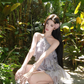 Purple Halter Neck Ruffle Layered Short Party Dress YM2010