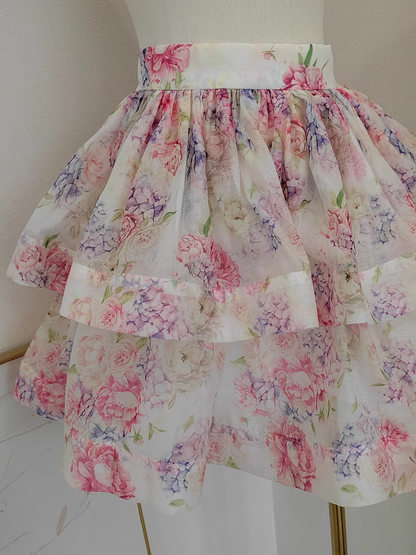 New Arrival Backless Lace-up Printed Halter Top + High Waist Ruffled Dress YM2098